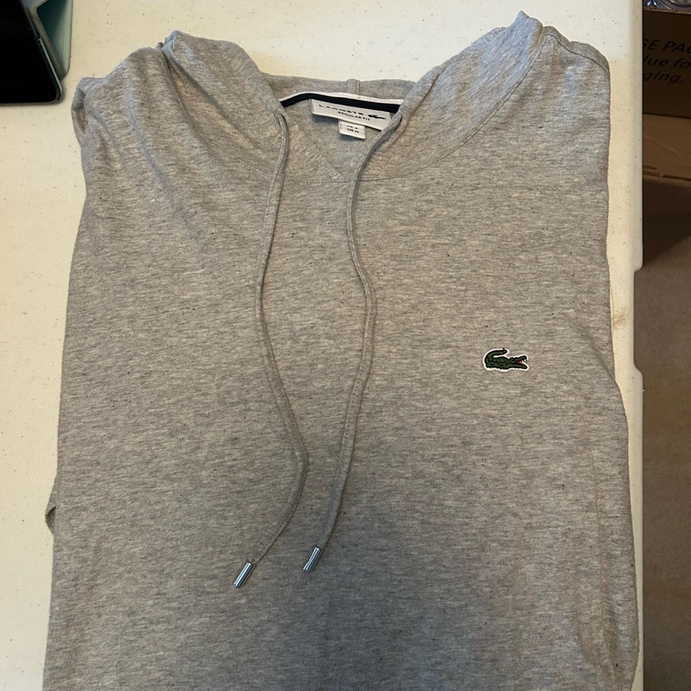 Lacoste Gray Jersey Hooded Long Sleeve